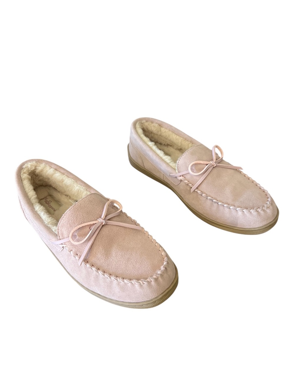 New MySlippers Mocassin suede slippers by mypillow women’s size 12 pink comfort